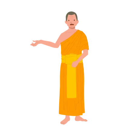 Thai Monk as teacher giving knowledge in buddhism  Illustration