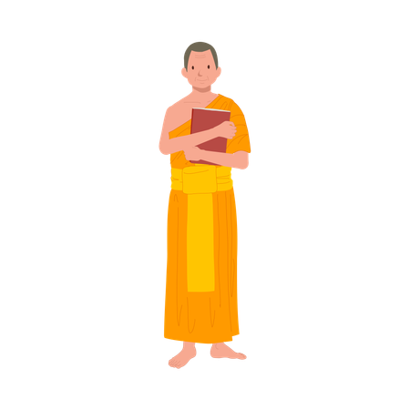 Thai Monk holding book  일러스트레이션