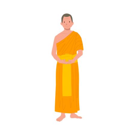 Thai Monk in Traditional Robes  Illustration