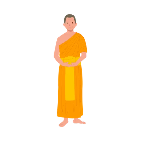 Thai Monk In Traditional Robes Illustration