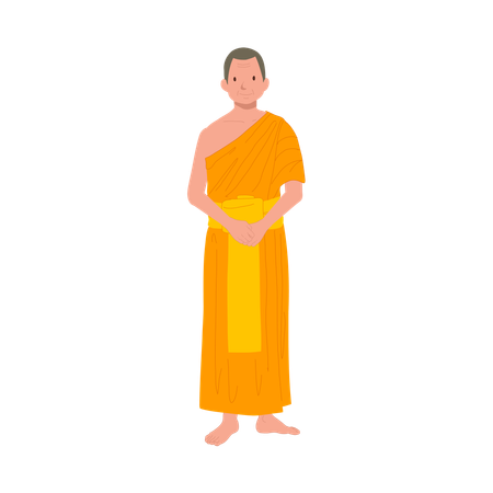 Thai Monk in Traditional Robes  Illustration