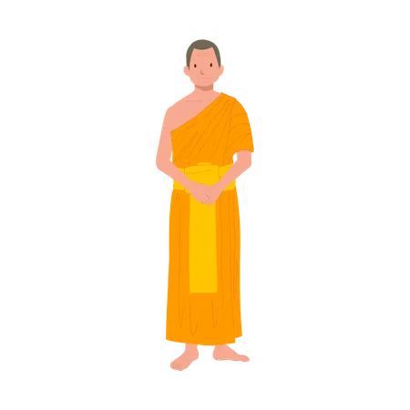 Thai Monk in Traditional Robes  Illustration