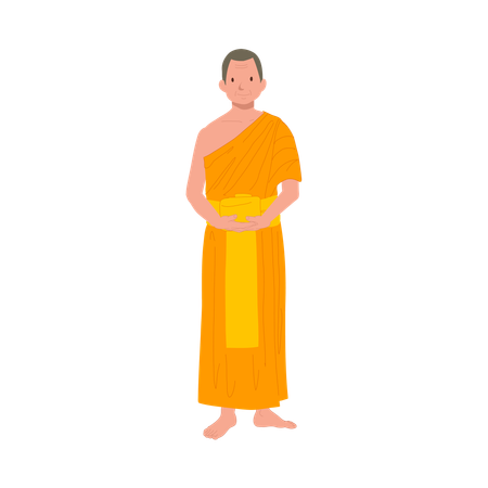 Thai Monk in Traditional Robes  Illustration