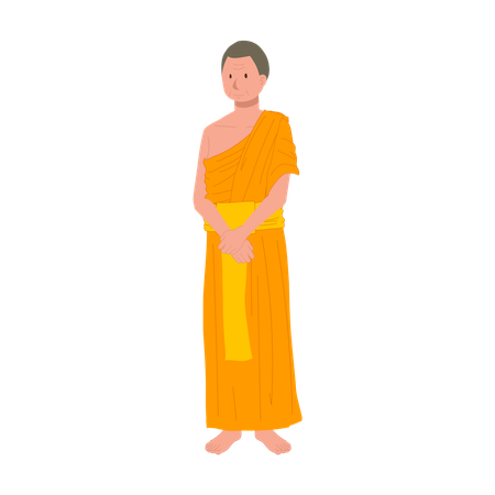 Thai Monk in Traditional Robes  Illustration