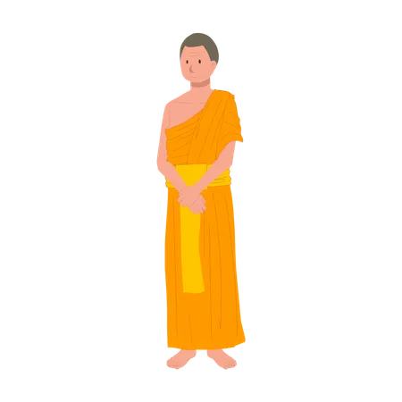 Thai Monk in Traditional Robes  Illustration