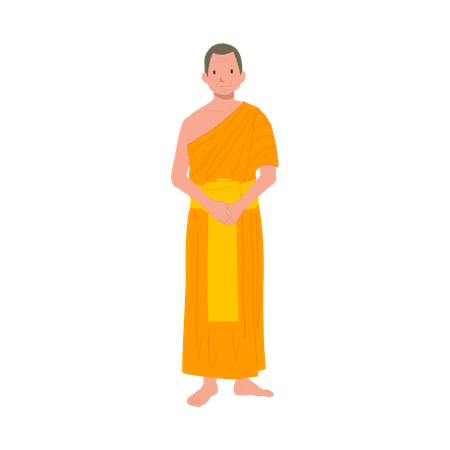 Thai Monk in Traditional Robes  イラスト