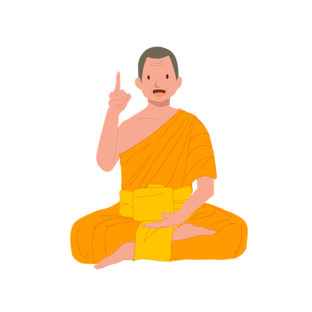 Thai Monk in Traditional Robes speaking  Illustration