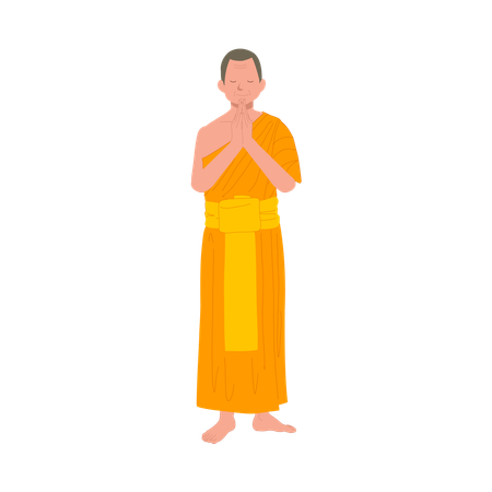 Thai monk praying  Illustration