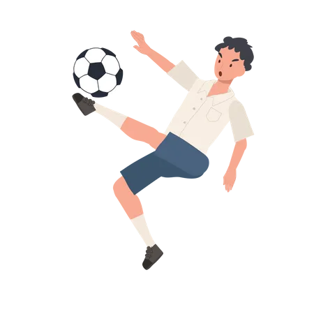 Thai Student Boy Playing Football  イラスト