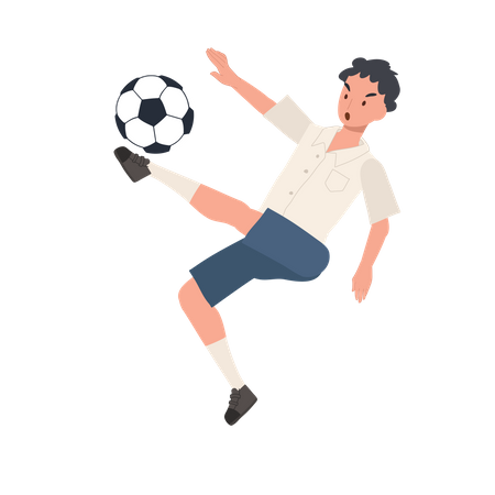 Thai Student Boy Playing Football  Illustration