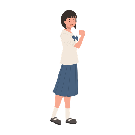 Thai Student Cheerfully Exudes Confidence  イラスト