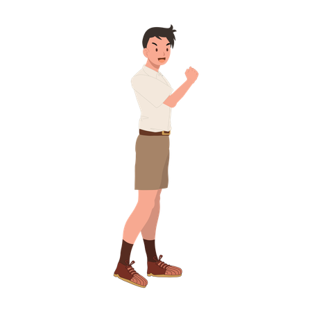 Thai Student Cheerfully Exudes Confidence  イラスト