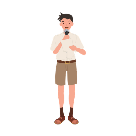 Thai student giving School Speech  Illustration