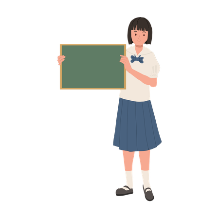 Thai Student Holding Small Blank Blackboard for Education  Illustration