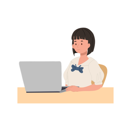 Thai Student in Uniform Using Laptop  Illustration