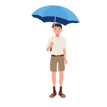 Thai Student in Uniform with Umbrella  Illustration