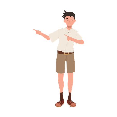 Thai Student Pointing to Present  イラスト