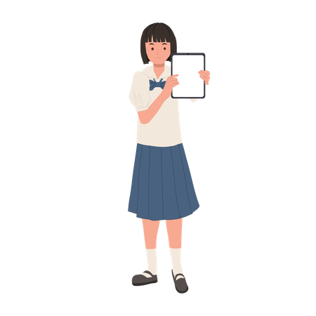 Thai Student Using Tablet for Academic Presentation  イラスト