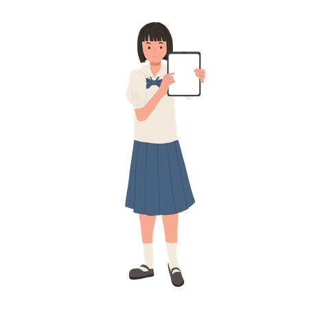 Thai Student Using Tablet for Academic Presentation  Illustration