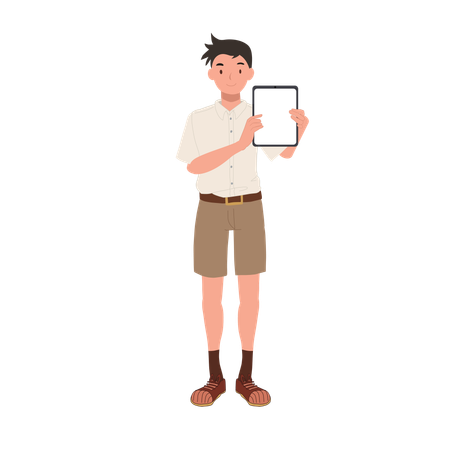 Thai Student Using Tablet for Academic Presentation  Illustration