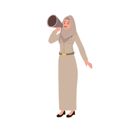 Thai teacher using megaphone for education  Illustration