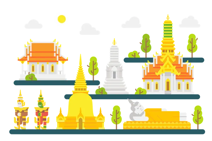 Thai temple  Illustration