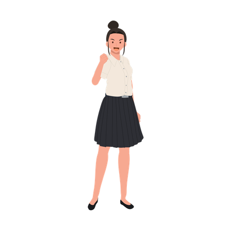 Thai University Student in Uniform  Illustration