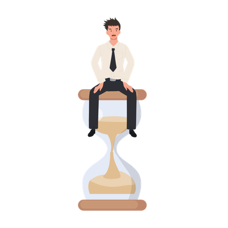 Thai university student in uniform sitting on the hourglass  Illustration