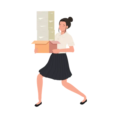 Thai University Student in Uniform Tackling a Heavy Workload  イラスト