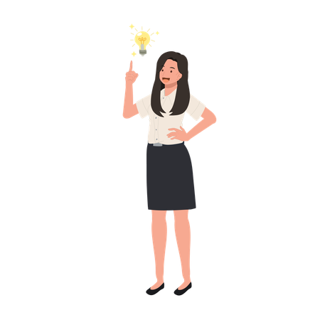 Thai University Student with Light Bulb Idea  Illustration