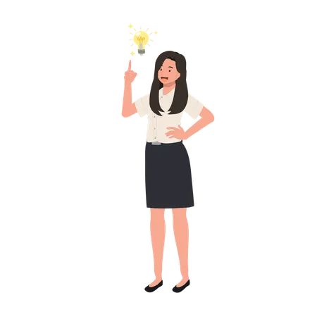 Thai University Student with Light Bulb Idea  Illustration