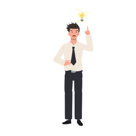 Thai University Student with Light Bulb Idea  Illustration