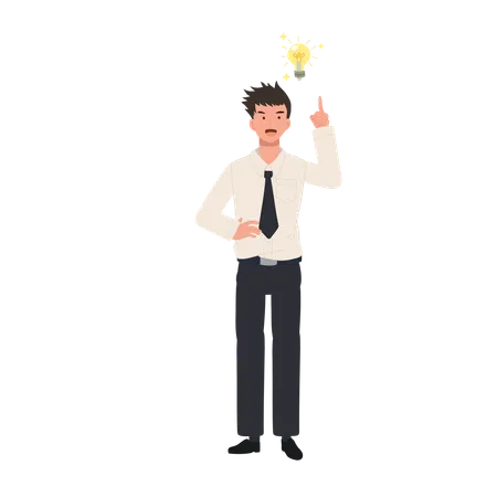 Thai University Student with Light Bulb Idea  Illustration