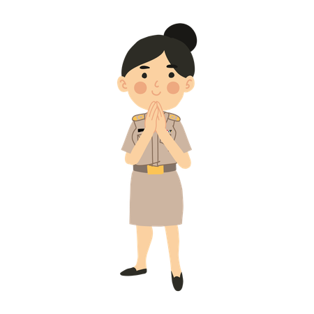 Thai Woman Teacher Welcoming  Illustration