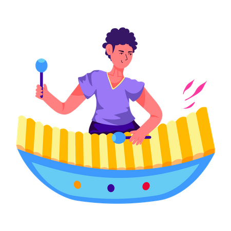 Thai Xylophonist  Illustration