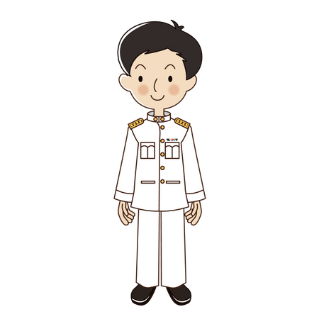 Homme thaïlandais avec un uniforme blanc d'officier du gouvernement  Illustration