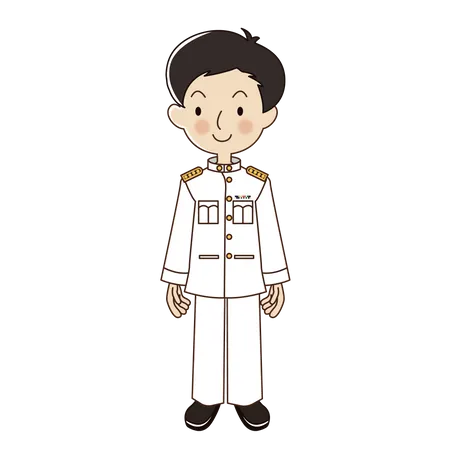 Homme thaïlandais avec un uniforme blanc d'officier du gouvernement  Illustration