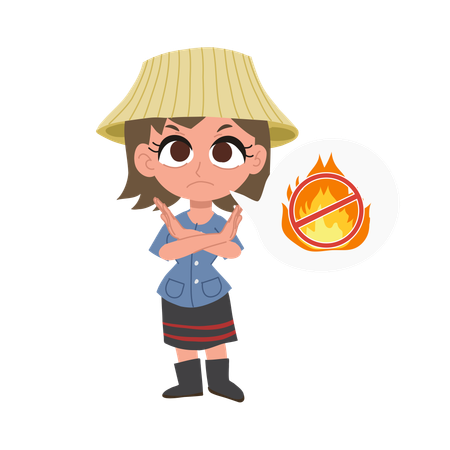 Thailändische Bäuerin wirbt gegen Verbrennungen  Illustration