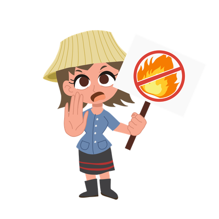 Thailändische Bäuerin wirbt gegen Verbrennungen  Illustration