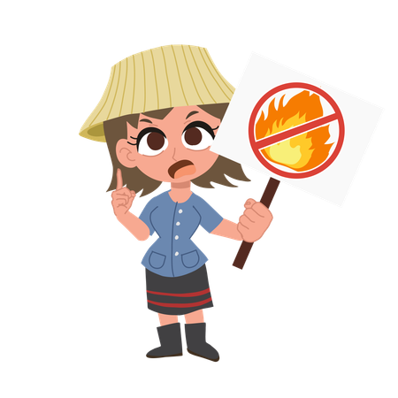 Thailändische Bäuerin wirbt gegen Verbrennungen  Illustration