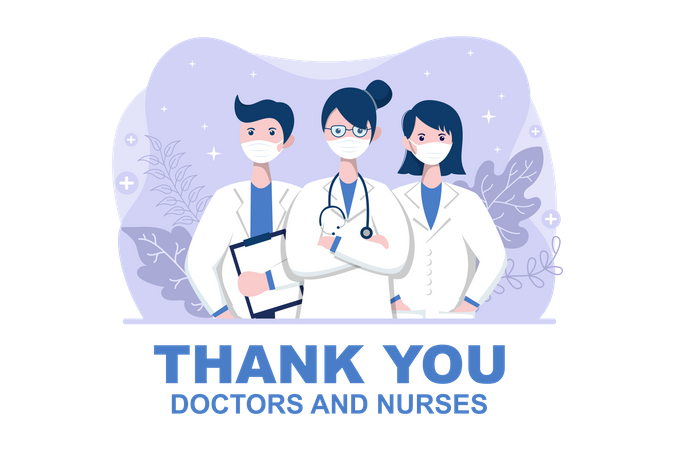 Thank You Doctor and Nurse  Illustration