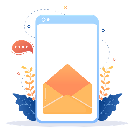 Thank You Email In Mobile  Illustration