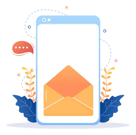 Thank You Email In Mobile  Illustration