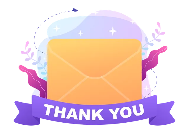 Email Thank You Banner Flat Illustration With Envelope Greeting Card And Text Thanks Vector Background Illustration