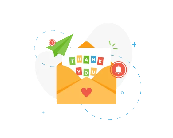 Letter In An Envelope With Thanks Or Thank You On White Background Icon Send To Email Mail Colorful Flat Design 일러스트레이션