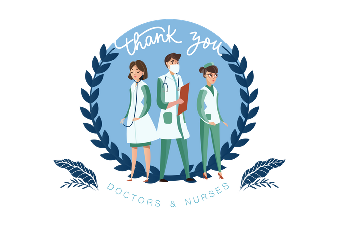 Thank you to our doctors and nurses  Illustration