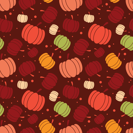 Thanksgiving and autumn seamless pattern with pumpkins, colorful design  Illustration