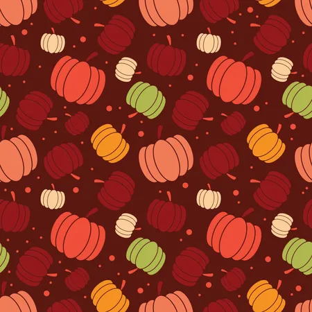 Thanksgiving and autumn seamless pattern with pumpkins, colorful design  Illustration