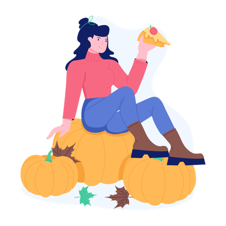 Thanksgiving Celebration with pumpkin  Illustration