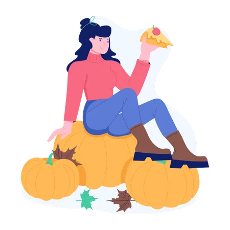 Thanksgiving Celebration with pumpkin  Illustration